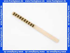 Bürste, Drahtbürste 175 mm lang, 12,5 mm breit, 10 parallele Bürstenreihen, Besatzlänge 75 mm, Besatzhöhe 19 mm. Besatzmaterial Messing gewellt, 0,2 mm Drahtstärke, Werkzeug