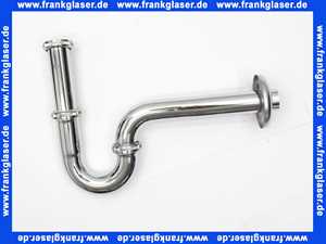 Röhrensifon großes Modell 11/4 - DN 32 (1 1/4 ) x 32 mm - Abgangsbogen 32 mm x 220 mm - Mit Rosette messing verchromt