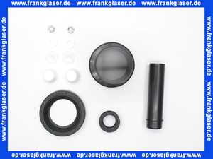 WC-Anschlussgarnitur mit Abflussrohr 90 mm mit weißen Kappen