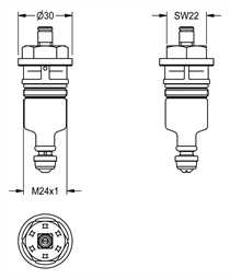 KWC Aquarotter Funktionsteil, AQUALINE, für WC-Spüler DN15, 2000104394