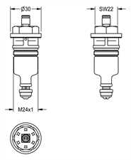 KWC Aquarotter Funktionsteil, AQUALINE, für WC-Spüler DN15, 2000104394