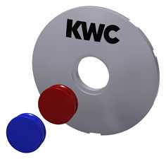 2000104793 KWC Aqaurotter Firmenplakette weiss, mit Verschlussstopfen warm und kalt