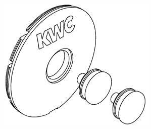 2000104793 KWC Aqaurotter Firmenplakette weiss, mit Verschlussstopfen warm und kalt