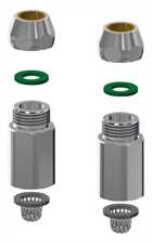 KWC Auarotter Montageset, Anschlussstücke G3/8 mit Sieben, Rückflussverhinderern und Dichtungen 2000104845