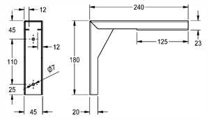 KWC Aquarotter Konsole, PLANOX, Edelstahl, Wandmontage, 45x180x240 mm 2030043812
