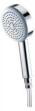 2030051216 KWC Aquarotter Handbrause, F3, Kunststoff verchromt, Regenstrahl, eine Strahlart, Durchmesser 110 mm, nylonverstärkter Brauseschlauch in Chromfarbe, verdrehbarer konischer Handbrauseanschluss G1/2 und gerändeltem Armaturenanschluss G1/2, L