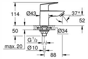 Grohe Standventil BauLoop 20422_1 XS-Size Einlochmontage chrom 20422001