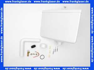 Jomo Aufputz Eck Spülkasten tiefhängend Weiss mit Spül- Stopptaste im Deckel als Zugknopfbetätigung