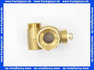 61887.421 Meibes Dreiwege-Kugelhahn 1 IG x Flansch 44,5 und Abgang 3/4 AG und 1/2 IG