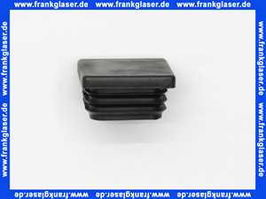 Stopfen mit Lamellen für Quadratrohre 40x40 mm Polyethylen schwarz Wandstärke Rohr 3 mm Einsteckhöhe 15,0 mm Kopf 5 mm stark