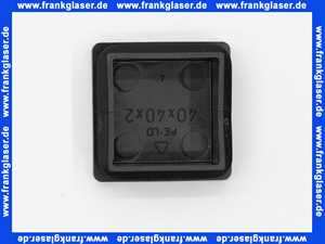 Stopfen mit Lamellen für Quadratrohre 40x40 mm Polyethylen schwarz Wandstärke Rohr 1,5-2 mm Einsteckhöhe 14,0 mm Kopf 5 mm stark