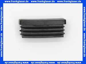Stopfen mit Lamellen für Rechteckrohre 50x20 mm Polyethylen schwarz Wandstärke Rohr 1,5-2 mm Einsteckhöhe 15,0 mm Kopf 5 mm stark