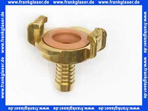 GEKA plus Schlauchstück K 1/2 Zoll 13mm Schlauchstutzen für Trinkwasser, Messing, beigerote NBR Formdichtung, Schnellkupplung Klauenkupplung Schlauchkupplung