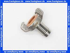 GEKA plus Schlauchstück EK 3/4 Zoll 19mm Schlauchstutzen Edelstahl für Trinkwasser, beigerote NBR Formdichtung, Schnellkupplung Klauenkupplung Schlauchkupplung