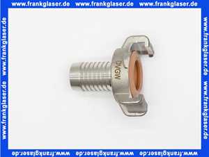 GEKA plus Schlauchstück EK 3/4 Zoll 19mm Schlauchstutzen Edelstahl für Trinkwasser, beigerote NBR Formdichtung, Schnellkupplung Klauenkupplung Schlauchkupplung