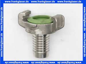 GEKA plus Schlauchstück E 3/4 Zoll 19mm Schlauchstutzen Edelstahl grüne FKM Formdichtung nach DIN ISO 1629 Schnellkupplung Klauenkupplung Schlauchkupplung