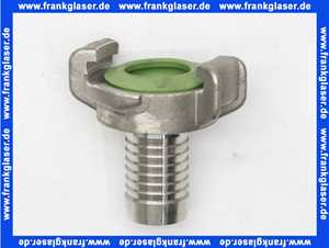 GEKA plus Schlauchstück E 3/4 Zoll 19mm Schlauchstutzen Edelstahl grüne FKM Formdichtung nach DIN ISO 1629 Schnellkupplung Klauenkupplung Schlauchkupplung