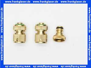 Stecksystem Messing Set 1/2 Zoll je 1 Hahnanschlussstück Schlauchstück Schlauchstück mit Wasserstop passend für marktübliche Steckkupplungen max. 16 bar bei +20°C