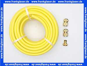 Stecksystem Messing Set 1/2 Zoll Wasserschlauch 20 m mit je 1 Hahnanschlussstück Schlauchstück Schlauchstück mit Wasserstop passend für marktübliche Steckkupplungen max. 16 bar bei +20°C