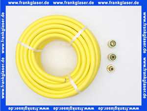 Stecksystem Messing Set 1/2 Zoll Wasserschlauch 20 m mit je 1 Hahnanschlussstück Schlauchstück Schlauchstück mit Wasserstop passend für marktübliche Steckkupplungen max. 16 bar bei +20°C