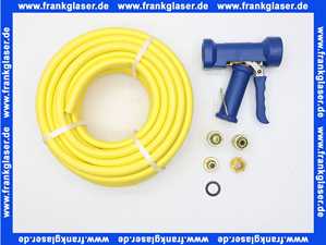 Stecksystem Messing Set 1/2 Zoll Wasser-Pistole, Wasserschlauch 20 m mit 2x Hahnanschlussstück 1x Schlauchstück 1x Schlauchstück mit Wasserstop passend für marktübliche Steckkupplungen max. 16 bar bei +20°C