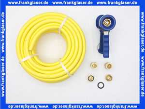Stecksystem Messing Set 1/2 Zoll Wasser-Pistole, Wasserschlauch 50 m mit 2x Hahnanschlussstück 1x Schlauchstück 1x Schlauchstück mit Wasserstop passend für marktübliche Steckkupplungen max. 16 bar bei +20°C