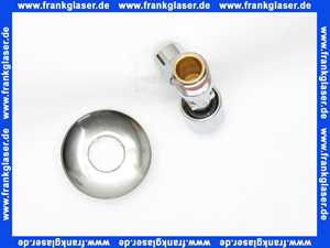 Eckventil DN15 1/2 Zoll selbstdichtend verchromt x Quetschverschraubung 3/8 - 10mm mit Längenausgleich und Schubrosette