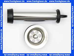 126032 Viega Standrohrventil für Spüle, Ventiloberteil Edelstahl, Ventilunterteil Kunststoff, Standrohr Messing verchromt, Aufbauhöhe Ventilunterteil 40, 1 1/2 Zoll, L 140, Durchmesser 70, Modell 7721