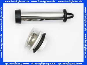 126032 Viega Standrohrventil für Spüle, Ventiloberteil Edelstahl, Ventilunterteil Kunststoff, Standrohr Messing verchromt, Aufbauhöhe Ventilunterteil 40, 1 1/2 Zoll, L 140, Durchmesser 70, Modell 7721