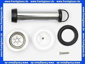 126032 Viega Standrohrventil für Spüle, Ventiloberteil Edelstahl, Ventilunterteil Kunststoff, Standrohr Messing verchromt, Aufbauhöhe Ventilunterteil 40, 1 1/2 Zoll, L 140, Durchmesser 70, Modell 7721