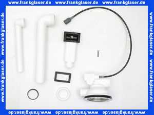 678562 Viega Ablaufventil für Spülen mit 90mm Ablaufloch mit Bowdenzugmechanik, mit quadratischem Überlauf ohne Überlaufsieb mit Siebventil, Ventilkegel und Ablaufbogen Modell 7139.161