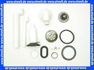 699864 Viega Ab-/Überlauf ohne Bowdenzugmechanik, Überlauf waagerecht, Überlaufsieb, Ablaufbogen 90°, Körbchenventil Edelstahl herausnehmbar, 1 1/2 Zoll, Durchmesser, 114.5, S90, Modell 7139.153