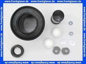 Wand-WC-Anschlussgarnitur DN90 Dichtung bei Ablaufstutzen innen eingelegt Anschlussstutzen und Einlaufmanschette mit, Gummidichtung für Spülstutzen 55mm, Deckkappen und Unterlagscheiben, Gesamtlänge:180mm, Muttern.M12 weiße Deckkappen