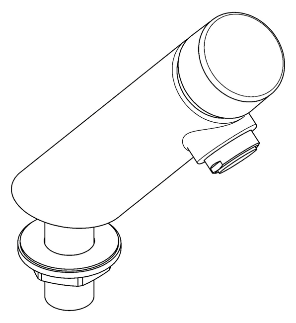 3600001423 KWC Aquarotter Standventil, F3, hydraulisch gesteuert, ohne Mischung, Fließzeit stufenlos einstellbar, Messing poliert verchromt, Luftsprudler mit integriertem Durchflussmengenregler 3 l/min