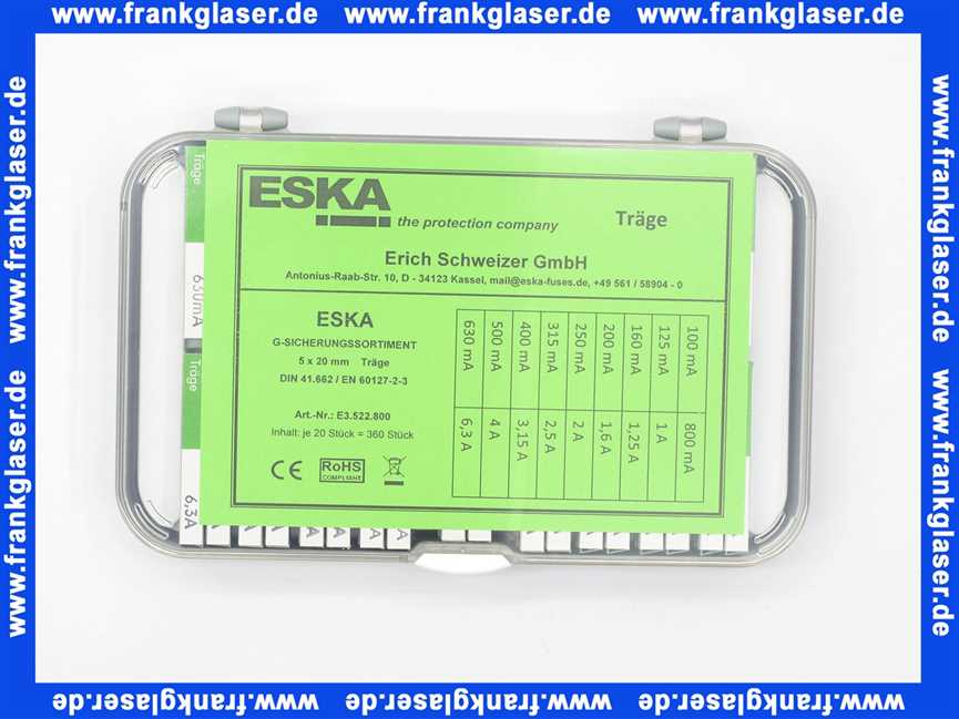 Feinsicherungssortiment träge Ausführung 5x20mm