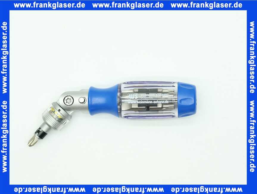WS Ratschenschraubendreher 1/4 mit Schwenkkopf + Bitmagazin