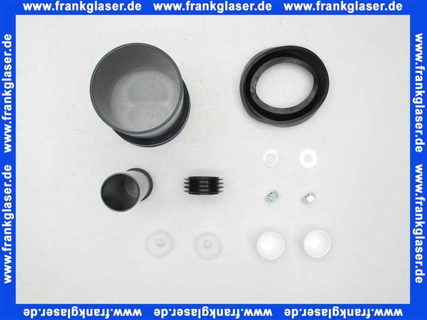 WC-Anschlußgarnitur für Wand WC mit Abflußrohr 110mm und weißen Kappen