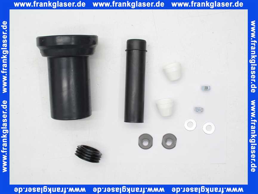 WC-Anschlußgarnitur mit Abflußrohr 90mm mit weißen Kappen