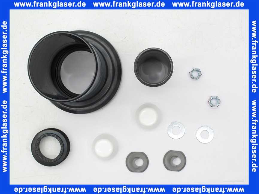 WC-Anschlußgarnitur mit Abflußrohr 90mm mit weißen Kappen