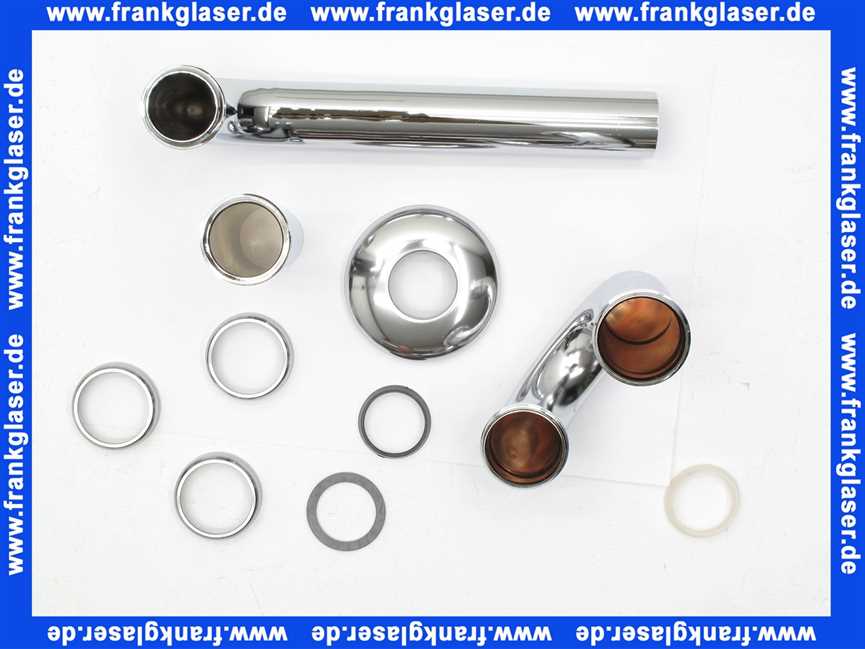 Röhrensifon großes Modell 11/4 - DN 32 (1 1/4 ) x 32 mm - Abgangsbogen 32 mm x 220 mm - Mit Rosette messing verchromt