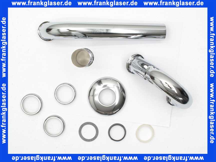 Röhrensifon großes Modell 11/4 - DN 32 (1 1/4 ) x 32 mm - Abgangsbogen 32 mm x 220 mm - Mit Rosette messing verchromt