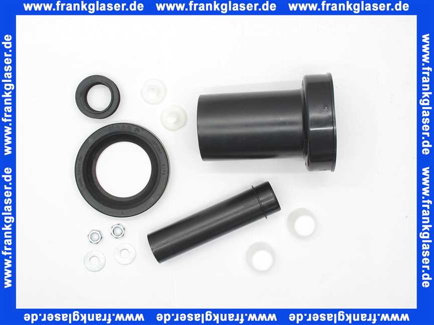 WC-Anschlussgarnitur mit Abflussrohr 90 mm mit weißen Kappen