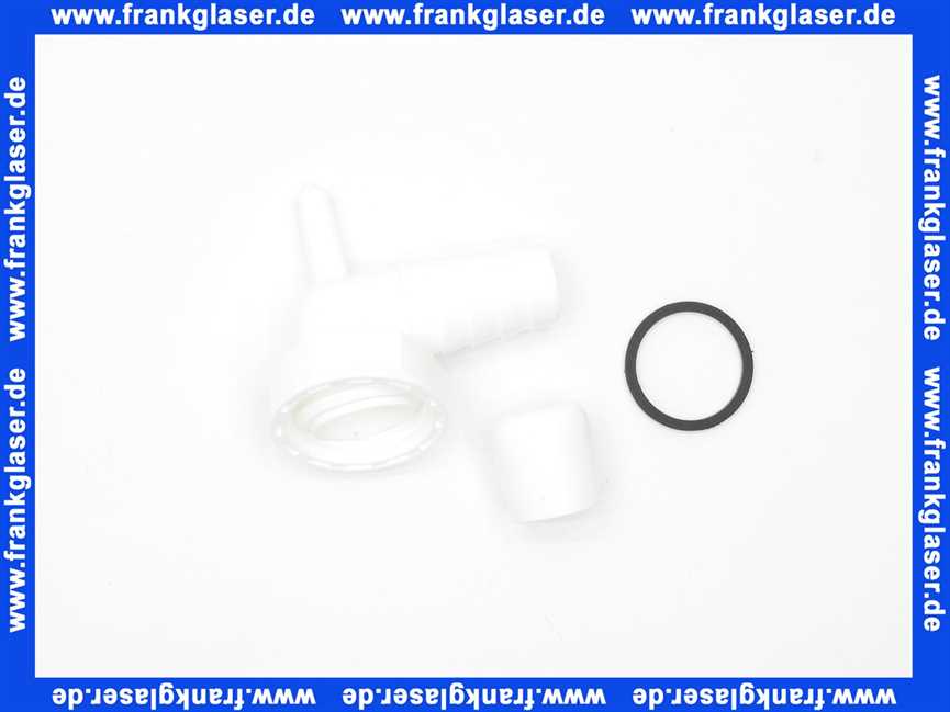 Schlauchanschlussset 90 Grad PP weiß IG 1 Zoll Überwurf 19-22 mm Stutzen mit Kondensatanschluss 111685