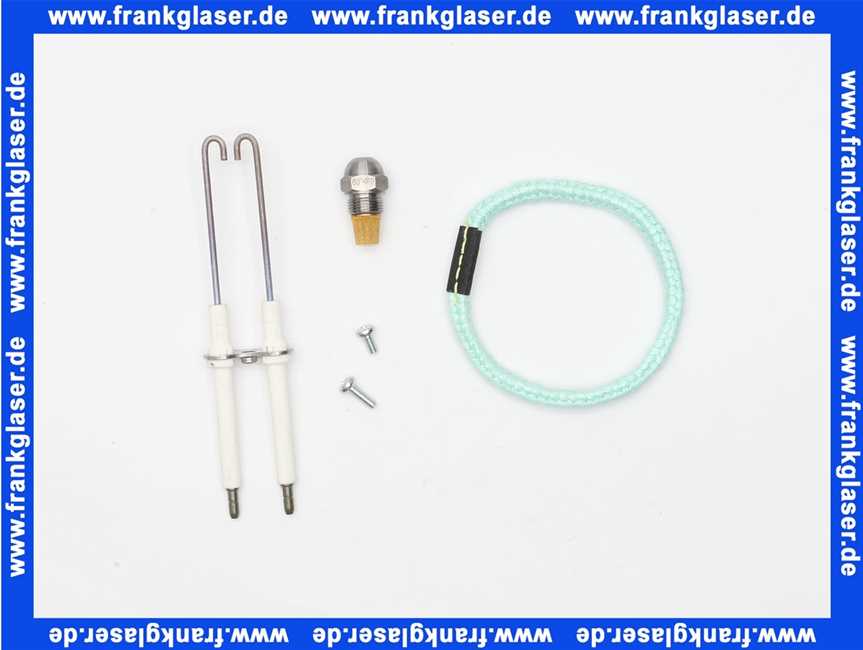 Wartungsset Wartungssatz für Buderus Heizkessel SB105 mit Öl Blaubrenner BZ 1.0-25KW (Stahlbrennerrohr) für die jährliche Wartung komplett mit Zündelektroden, Brennerrohrdichtung und Öldüse