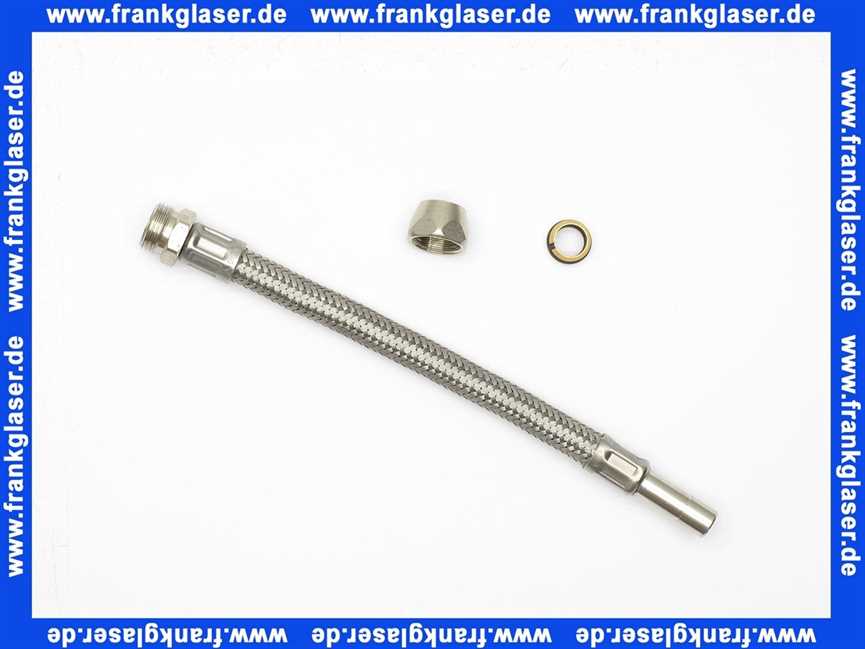 Verbindungsschlauch 200 mm Quetsche 3/8 Zoll-10 mm Rohrstutzen 10 mm flexibler Anschlußschlauch für Trinkwasser geprüft nach DVGW W270 und W 543 Flexschlauch