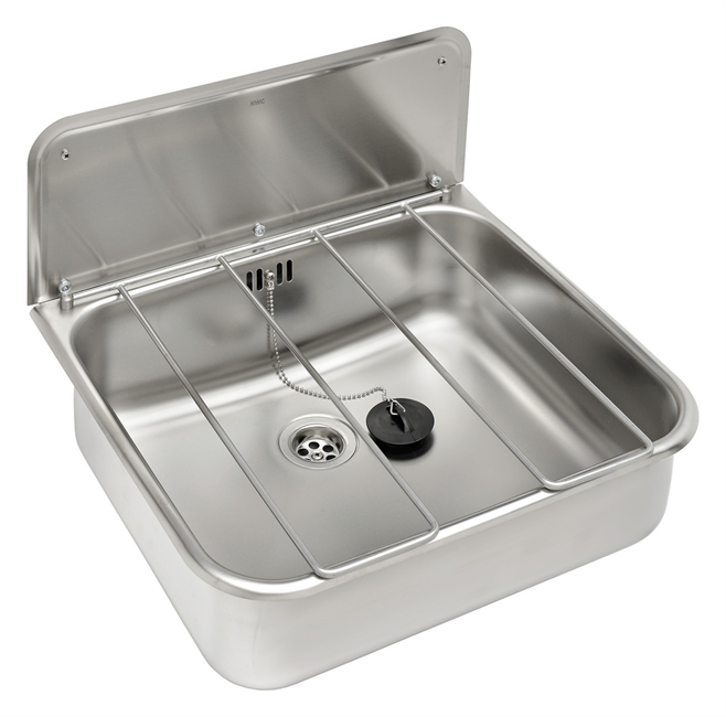 KWC Auarotter Ausgussbecken, SIRIUS, Edelstahl, 460x320x405 mm, Klapprost und Spritzwand 2000103269