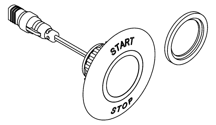 KWC Aquarotter Piezo-Taster, A3000open, mit Rosette (Start-Stopp Beschriftung) und Markierungsringen rot-blau, 2000104441