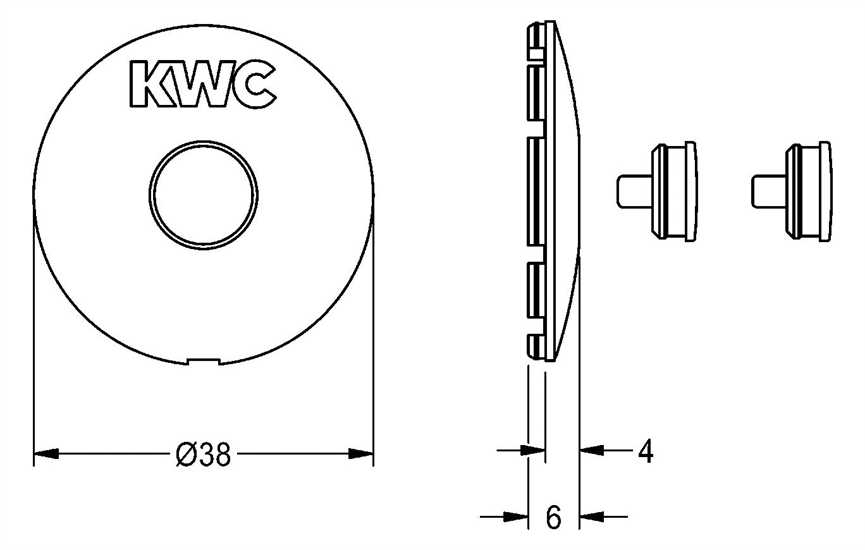 2000104793 KWC Aqaurotter Firmenplakette weiss, mit Verschlussstopfen warm und kalt
