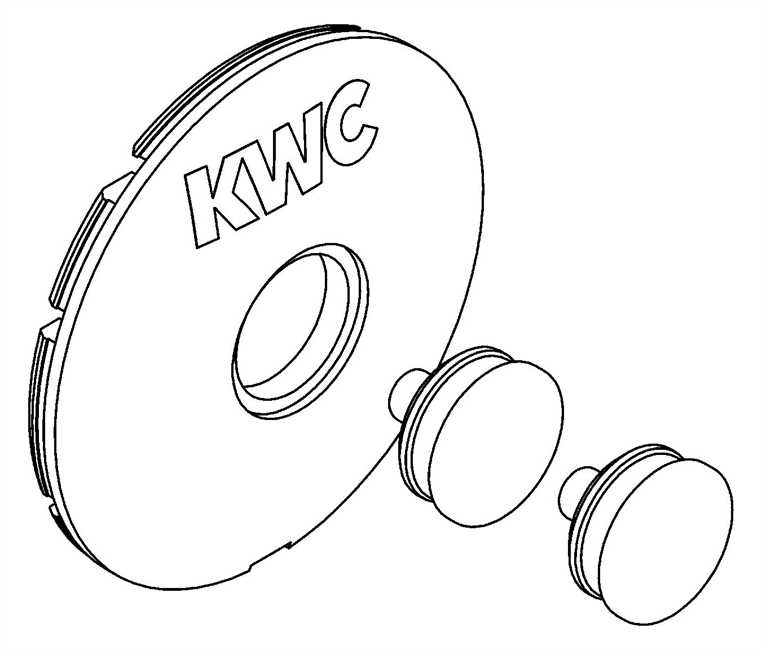 2000104793 KWC Aqaurotter Firmenplakette weiss, mit Verschlussstopfen warm und kalt