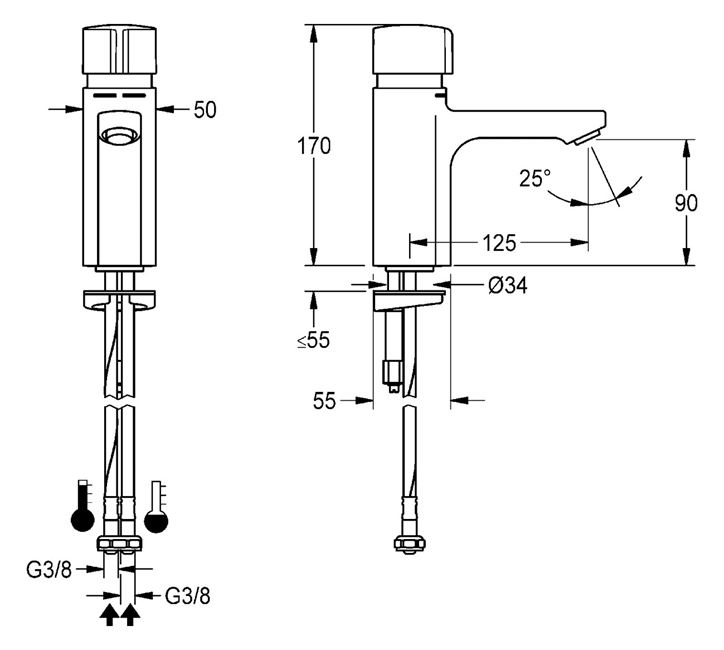 KWC Aquarotter Standbatterie, F5, hydr., Mischer, 5l verchromt 2030036163